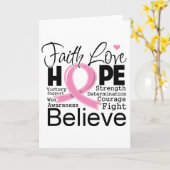 Breast Cancer Typographic Faith Love Hope Kaart (Gele Bloem)
