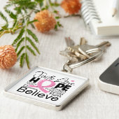 Breast Cancer Typographic Faith Love Hope Sleutelhanger (Zijkant)