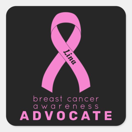 Breast kanker Advocate Black Square Sticker (Voorkant)