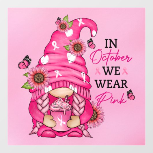 Breast kanker Gnome Window Cling Raamsticker (Vel)