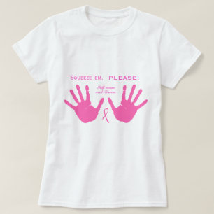 Breast kanker knijpt ze in het PINK-ontwerp T-shirt