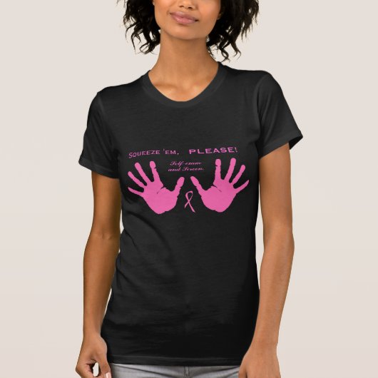 Breast kanker knijpt ze in het PINK-ontwerp T-shirt (Voorkant)
