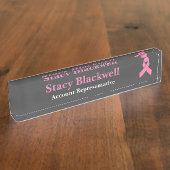 Breast kanker Roze lint Bord naam borst Naambordje (Zijkant)