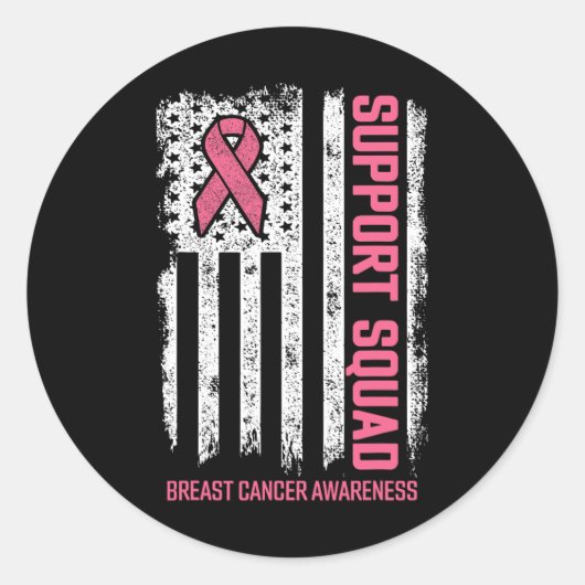 Breast kanker Shirten Support Squad Breast Cancer  Ronde Sticker (Voorkant)