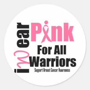 Breast kankerondersteunende roze lint alle arriors ronde sticker