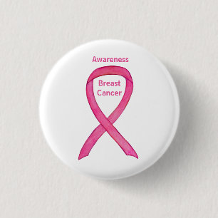Breast kankerroze bewustzijn lint art Button