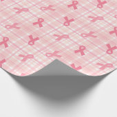 Breast kankerroze lintpatroon cadeaupapier (Hoek)