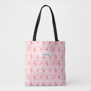 Breast kankerroze lintpatroon tote bag