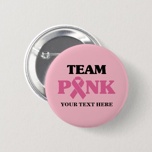 Breast kankerroze lintteam ronde button 5,7 cm (Voorkant /achterkant)