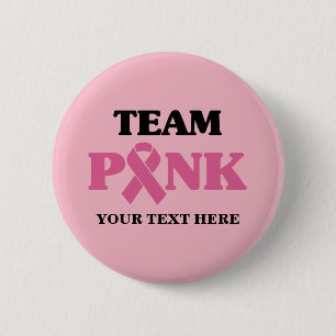 Breast kankerroze lintteam ronde button 5,7 cm
