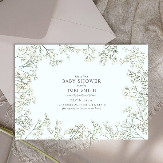 Breath Botanisch Bleek Blauw Baby shower Kaart
