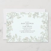 Breath Botanisch Bleek Blauw Baby shower Kaart (Voorkant)