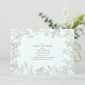 Breath Botanisch Bleek Blauw Baby shower Kaart (Staand voorkant)