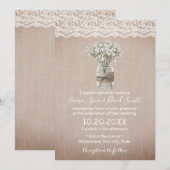Breath Floral Jar Rustic Burlap Wedding Kaart (Voorkant / Achterkant)