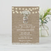 Breath Floral Jar Rustic Burlap Wedding Kaart (Staand voorkant)