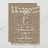 Breath Floral Jar Rustic Burlap Wedding Kaart (Voorkant / Achterkant)