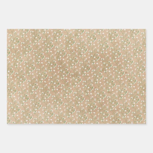 Breath Flowers Boho Chic Baptism Wedding Inpakpapier Vel (Voorkant)