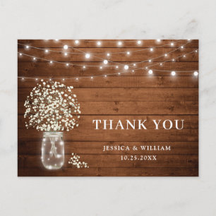 Breath Mason Jar Lights Rustic Bedankt Briefkaart