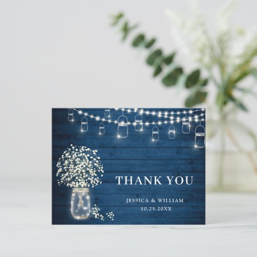 Breath Mason Jar Lights Rustic Bedankt Briefkaart (Staand voorkant)