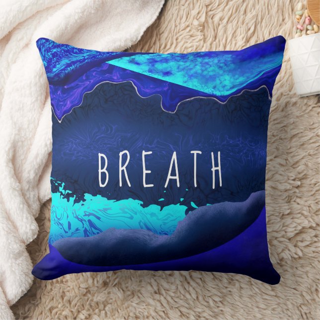 Breath Modern Navy Royal Blue Turquoise Abstract Kussen (Deken)