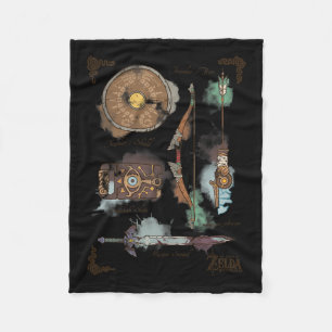 Breath of the Wild Link Inventory Graphic Fleece Deken