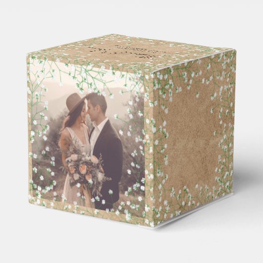 Breath White Flowers Rustic Boho Wedding Bedankdoosjes (Achterkant)