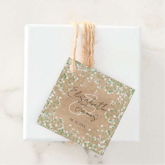 Breath White Flowers Rustic Boho Wedding Bedankjes Labels (In situ)