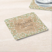 Breath White Flowers Rustic Boho Wedding Kartonnen Onderzetters (Schuin)