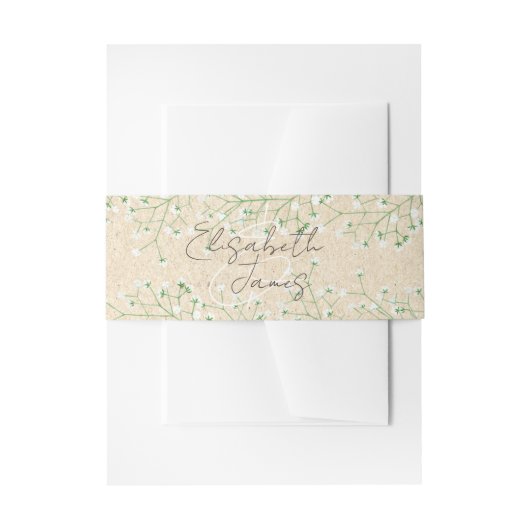 Breath White Flowers Rustic Boho Wedding Uitnodigingen Wikkel (Voorkant Voorbeeld)