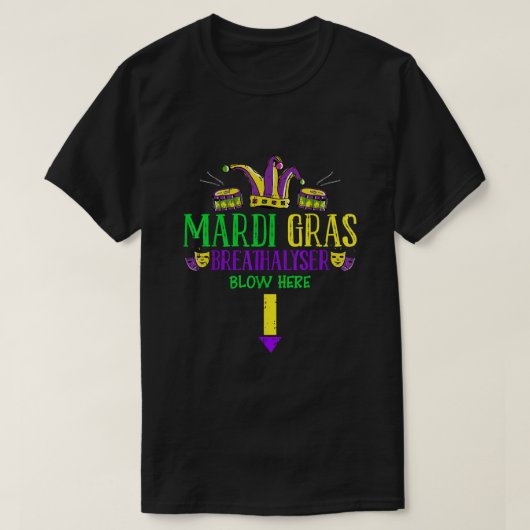 Breathalyzer Blow hier Mardi Gras Funny Masquerade T-shirt (Design voorkant)