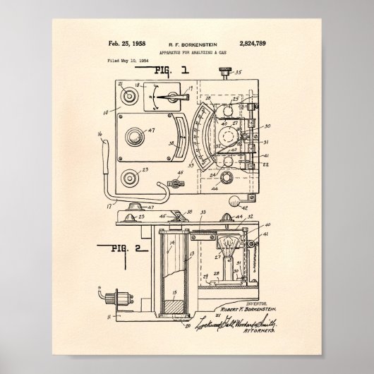 Breathalyzer Policeman 1958 Patent - Old Peper Poster (Voorkant)