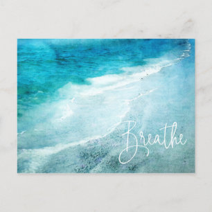Breathe Beach Quote Blauwgroen Blue Ocean Quottes Briefkaart