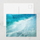 Breathe Beach Quote Blauwgroen Blue Ocean Quottes Briefkaart (Voorkant / Achterkant)