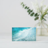 Breathe Beach Quote Blauwgroen Blue Ocean Quottes Visitekaartje (Staand voorkant)