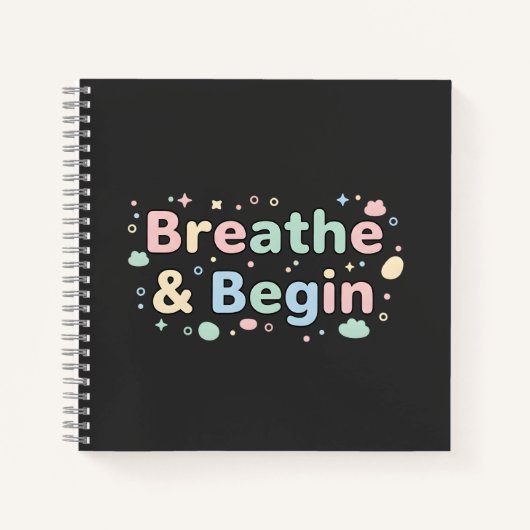 Breathe & Begin Pastel Quote Notitieboek (Voorkant)