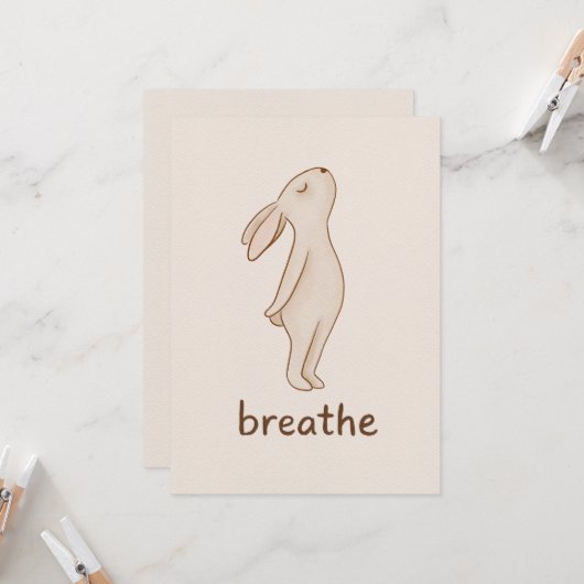 Breathe Bunny Minimal Card Kaart (Voorkant / Achterkant in situ)