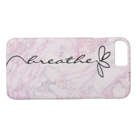 Breathe Daisy-ontwerp op roze marmer Case-Mate iPhone Case (Achterkant (Horizontaal))