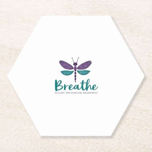 Breathe Dragonfly Suicide Prevention mental health Kartonnen Onderzetters (Voorkant)