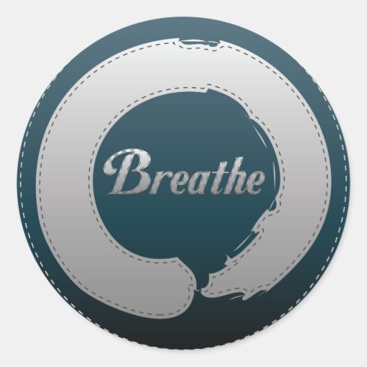 Breathe Enso Stitch Ronde Sticker (Voorkant)