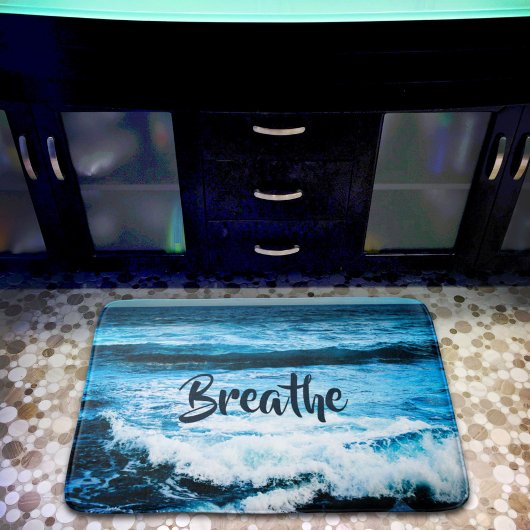 "Breathe" Hawaii Turquoise Blue Ocean Waves Foto Badmat