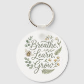 Breathe Learn Grow  Botanical Bee Teachers gift Sleutelhanger (Achterkant)