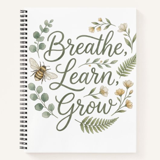 Breathe Learn Grow Mindfulness Journal & Notebook Notitieboek (Voorkant)