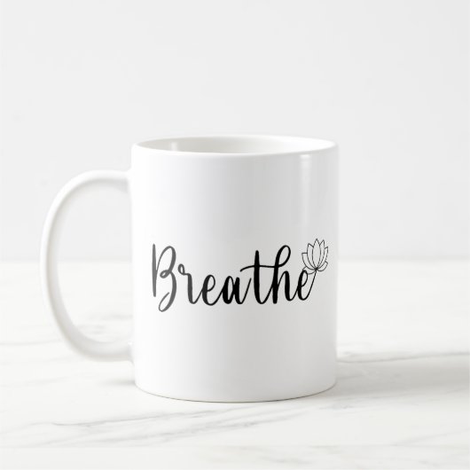 Breathe-Lotus Bloem-Wildbloem-Yoga Koffiemok (Links)