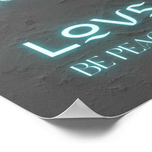Breathe Love Be peace blue neon quote Poster (Hoek)