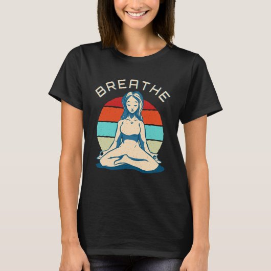Breathe Meditation   Vintage Yoga Girl T-shirt (Voorkant)