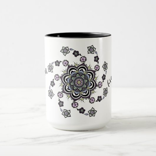Breathe Moderne spiraalbloem mandala Mok (Midden)