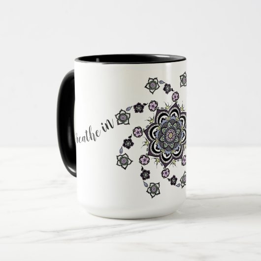 Breathe Moderne spiraalbloem mandala Mok (Voorkant links)