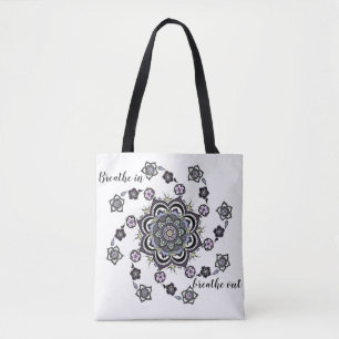 Breathe Moderne spiraalbloem mandala Tote Bag