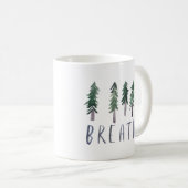 BREATHE Pine Trees Forest Waterverf Koffiemok (Voorkant rechts)