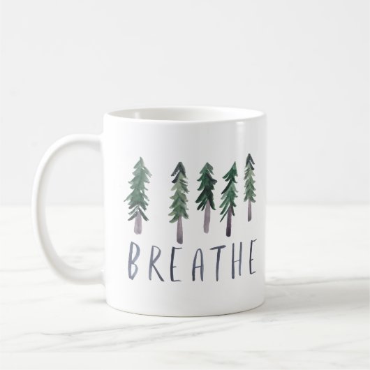 BREATHE Pine Trees Forest Waterverf Koffiemok (Links)